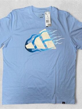 Adidas Men's Large Graphic Logo T-Shirt Light Blue Casual Summer Spring NWT